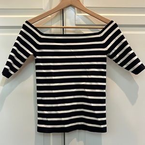 Massimo Dutti Cropped Striped Fitted top, Shirt sleeve